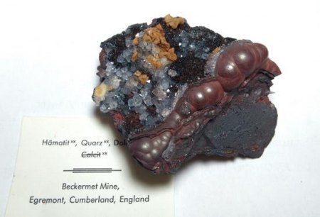 Quarz Hämatit Dolomit - Beckermet Mine, Egremont, England1.jpg